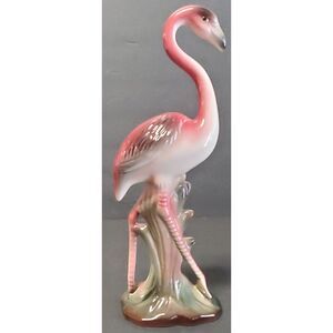 Vintage Maddux CA Graceful 10" Ht. Flamingo Figurine Florida Pink/Green Deco MCM